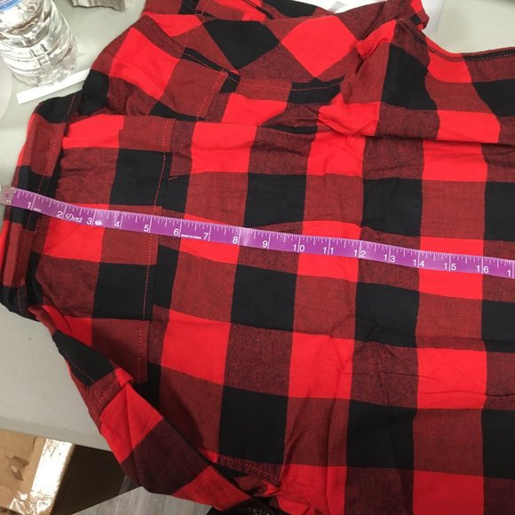 Boys Cat & Jack Long Sleeve Button Down Red & Black Plaid Shirt - XXLH (18) - Picture 7 of 8
